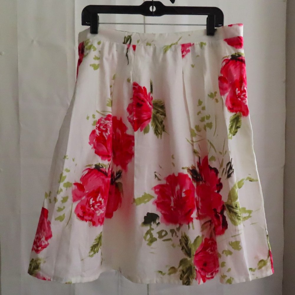Springtime Floral Pleated Skirt (Knee-length) - Roz & Ali (US 16) ❧